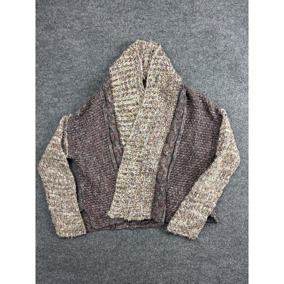 Moth Sweaters - MOTH Cardigan Sweater Womens Medium Multicolor Open Front Cowl Neck Chunky Knit